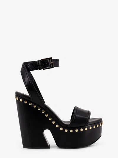 Givenchy Clog Platform Sandals In Leather With Studs Detail In Black