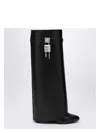 Givenchy Shark Lock Calf Leather Knee-high Boots In Black