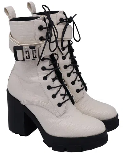 Givenchy Women's Leather Terra Heeled Combat Boot (authentic Pre-loved) In Gray