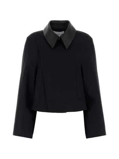 Givenchy Women's Leather-collar Cotton Jacket In Ink