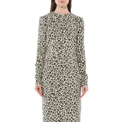 Givenchy Women's Leopard Jacq Midi Dress In Black/white
