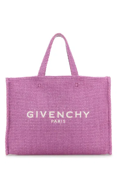 Givenchy Women Lilac Raffia Medium G-tote Shopping Bag