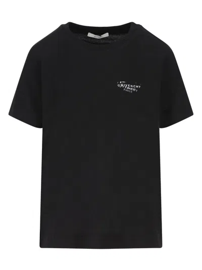 Givenchy Short Sleeve Crew Neck T-shirt With Logo On Chest In Black