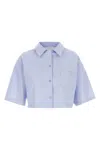 Givenchy Cropped Cotton Shirt With Embroidered Logo In Blue