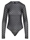 Givenchy Womens Monogram-print Long-sleeves Stretch-woven Body Black Silvery In Black