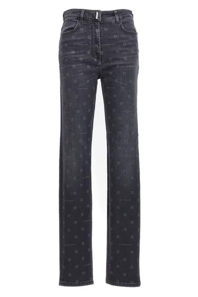 Givenchy Women Logo Print Jeans In Black
