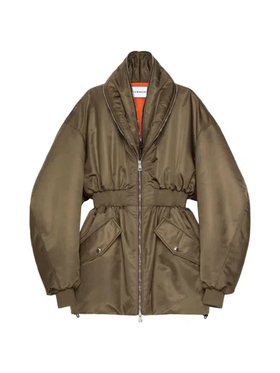 Givenchy Women's Long Bomber With Zipped Shawl Collar In Brown