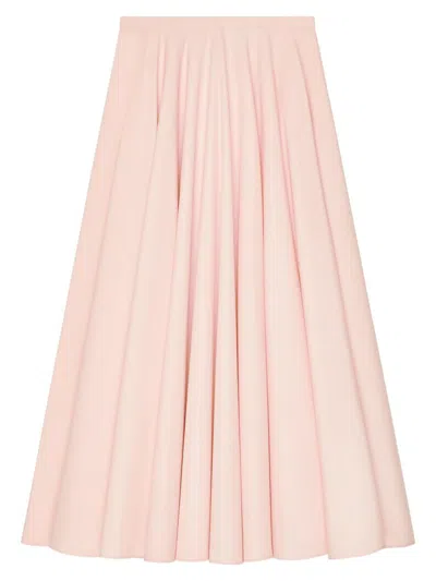 Givenchy Long Circular Skirt In Poplin In Pink