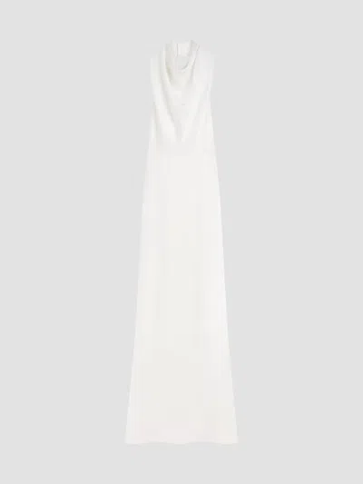 Givenchy Long Draped Halterneck Dress In Satin Crepe In White