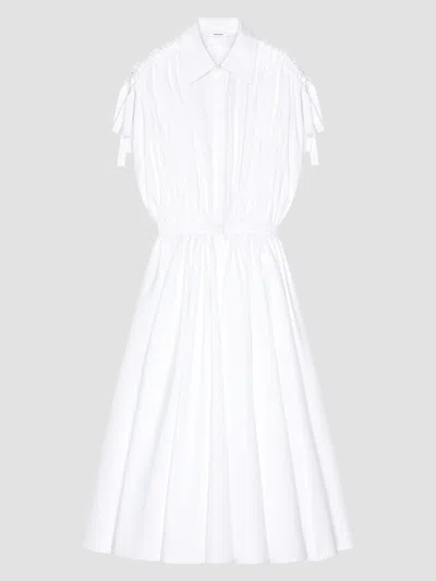 Givenchy Long Shirt Dress In Poplin With Ruched Details In White