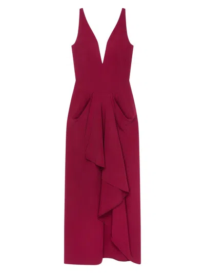 Givenchy Robe Longue Drapée En Crêpe Cady In Red