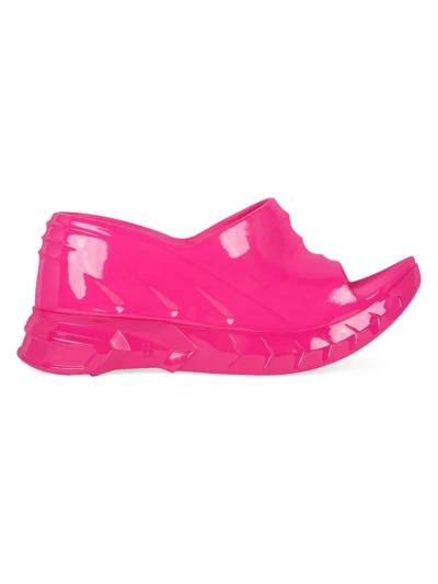 Givenchy Women's Marshmallow Wedge Sandals In Rubber In Neon Pink