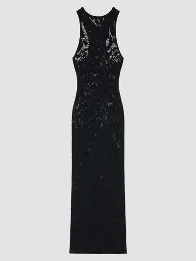 Givenchy Women's Maxi Dress In Knitted Floral Lace In Black