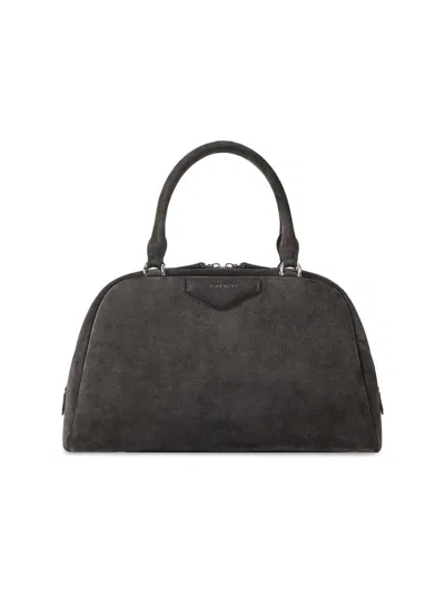 Givenchy Women's Medium Antigona East-west Soft Bag In Suede In Gray