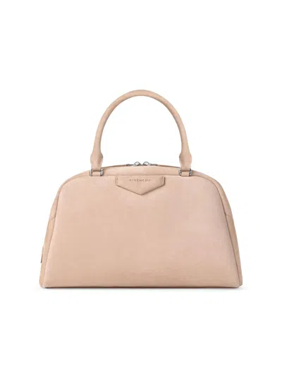 Givenchy Antigona East-west Medium Suede Top Handle Bag In Brown