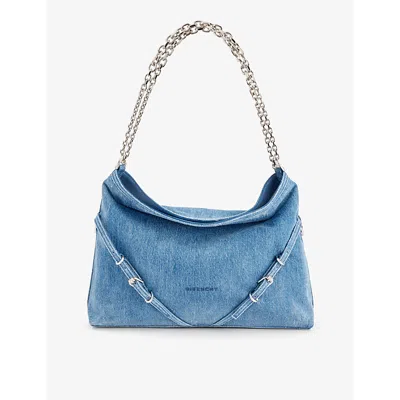 Givenchy Womens Medium Blue Voyou Denim Shoulder Bag