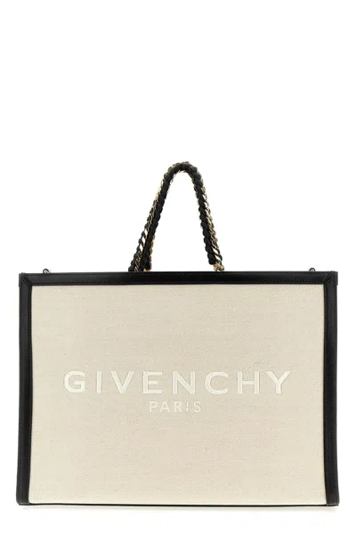 Givenchy Medium G Tote Shopping Bag In Canvas And Leather In Multicolor