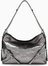 Givenchy Medium Voyou Bag In Silver Laminated In Grey