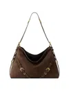 Givenchy Womens Ebony Brown Silver Voyou Medium Suede Shoulder Bag