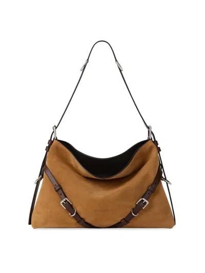 Givenchy Women's Medium Voyou Shoulder Bag In Suede And Leather In Sand