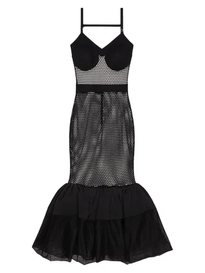 Givenchy Women's Mesh With Ruffles Dress In Black
