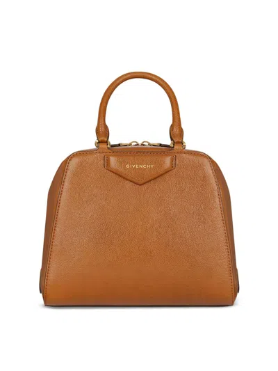 Givenchy Women's Mini Antigona Cube Top Handle Bag In Leather In Brown