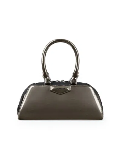 Givenchy Women's Mini Antigona East-west Top Handle Bag In Mirror Effect Leather In Gray