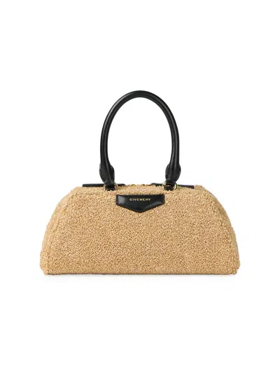 Givenchy Women's Mini Antigona East-west Top Handle Bag In Sponge Raffia In Brown