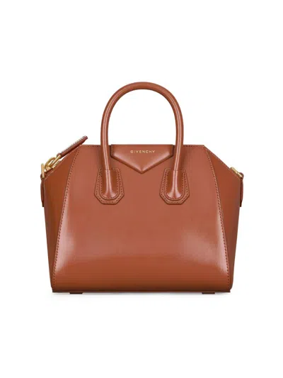Givenchy Women's Mini Antigona Top Handle Bag In Box Leather In Brown