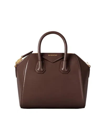 Givenchy Women's Mini Antigona Top Handle Bag In Box Leather In Brown