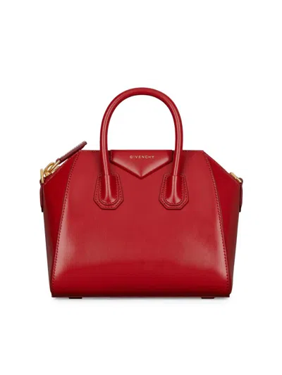Givenchy Women's Mini Antigona Top Handle Bag In Box Leather In Red