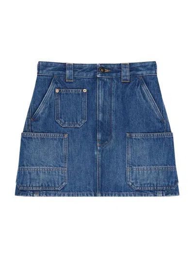 Givenchy Women's Mini Cargo Skirt In Medium Denim In Blue