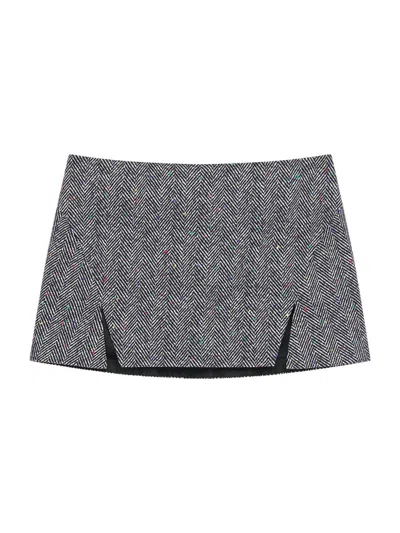Givenchy Women's Mini Cut-out Skirt In Cotton Herringbone In Multi
