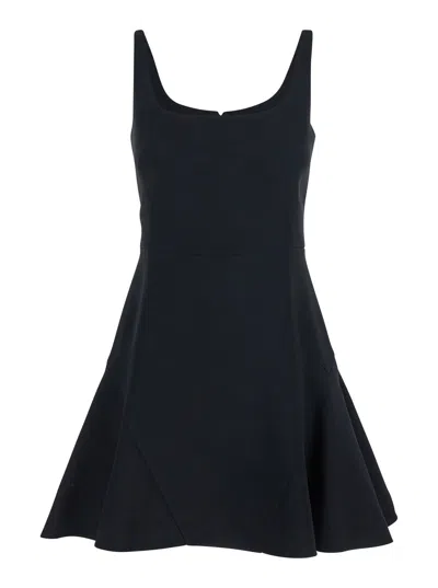 GIVENCHY GIVENCHY WOMEN BLACK MINI DRESS WITH FLARED SKIRT AND SQUARE NECKLINE IN VISCOSE BLEND STRETCH WOMAN