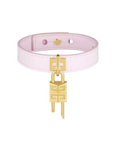 Givenchy Women's Mini Lock Bracelet In Metal And Leather In Blossom Pink