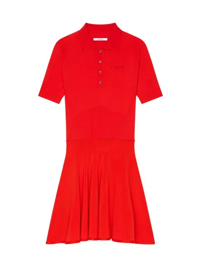Givenchy Mini Robe Polo En Maille Effet Seconde Peau In Red