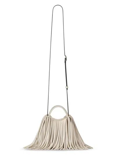 Givenchy Women's Nano Facet Bucket Bag In Leather With Fringes In White