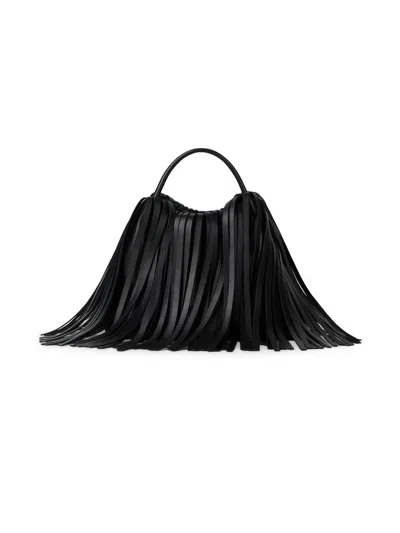 Givenchy Women's Nano Facet Top Handle Bag In Leather With Fringes In Black