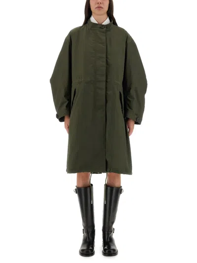 Givenchy Women Oversized Parka With Logo Print In Green