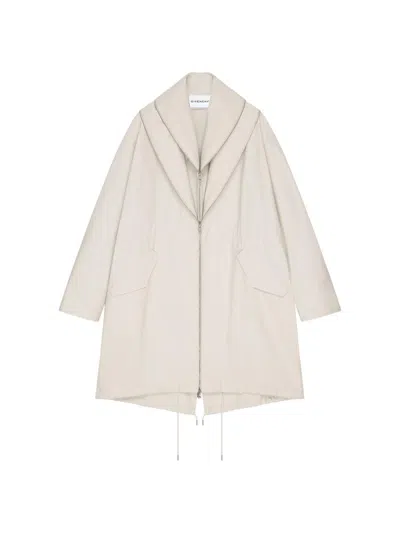 Givenchy Women's Parka With Zipped Shawl Collar In Cotton In Sand
