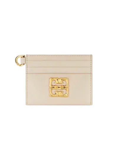 Givenchy Women's Plage 4g Card Holder In Box Leather In Natural Beige