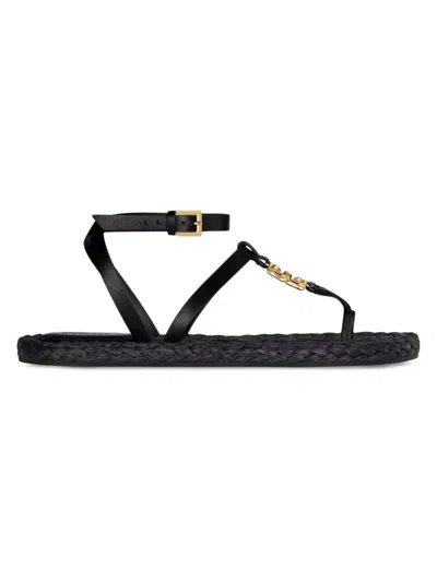Givenchy Women's Plage 4g Liquid Thong Sandals In Raffia In Black