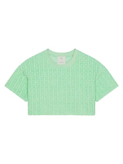 Givenchy Women's Plage Cropped T-shirt In 4g Cotton Towelling Jacquard In Green