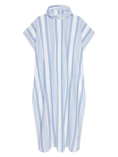 Givenchy Women's Plage Kaftan In Cotton And Linen With 4g Stripes In Blue Off White
