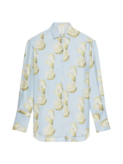 Givenchy Women's Plage Oversized Printed Shirt In Blue Yellow