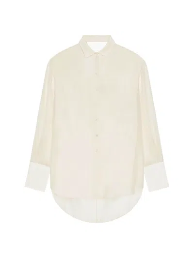 Givenchy Women's Plage Oversized Shirt In Silk And Linen In Ivory