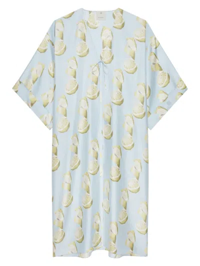 Givenchy Women's Plage Printed Kaftan In Silk In Blue