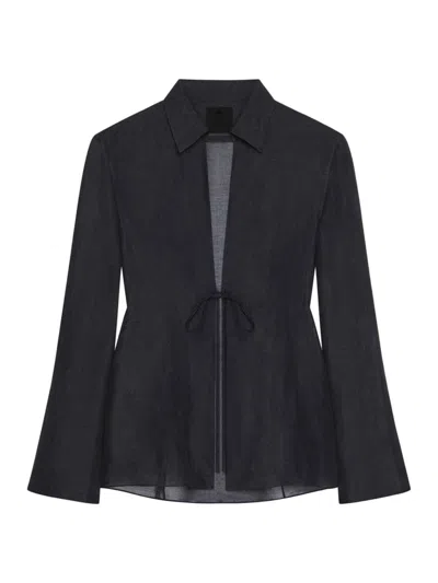 Givenchy Women's Plage Shirt In Silk And Linen In Black