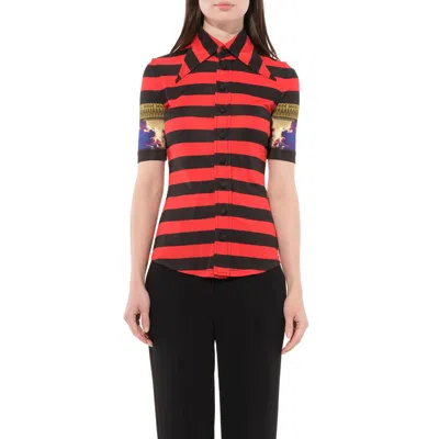 Givenchy Women's Podium Short Sleeve Top In Black/red