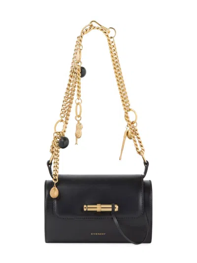 Givenchy Women's Pout Small Shoulder Bag In Leather With Lucky Charms Chain In Black